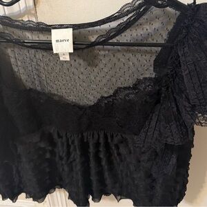 Maeve Black Sheer Lace Blouse